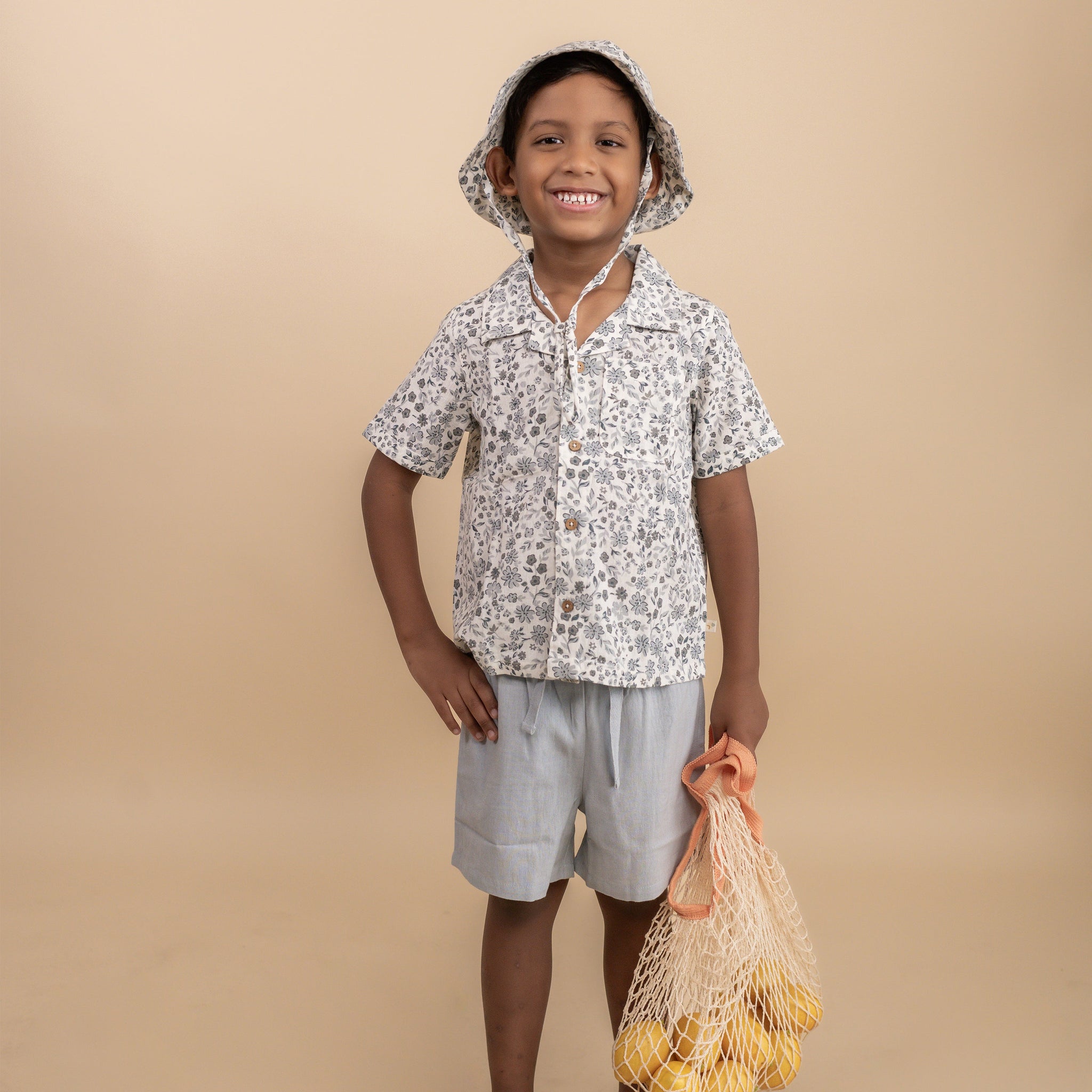 Organic Shirt & Shorts Set - Blue Petunia