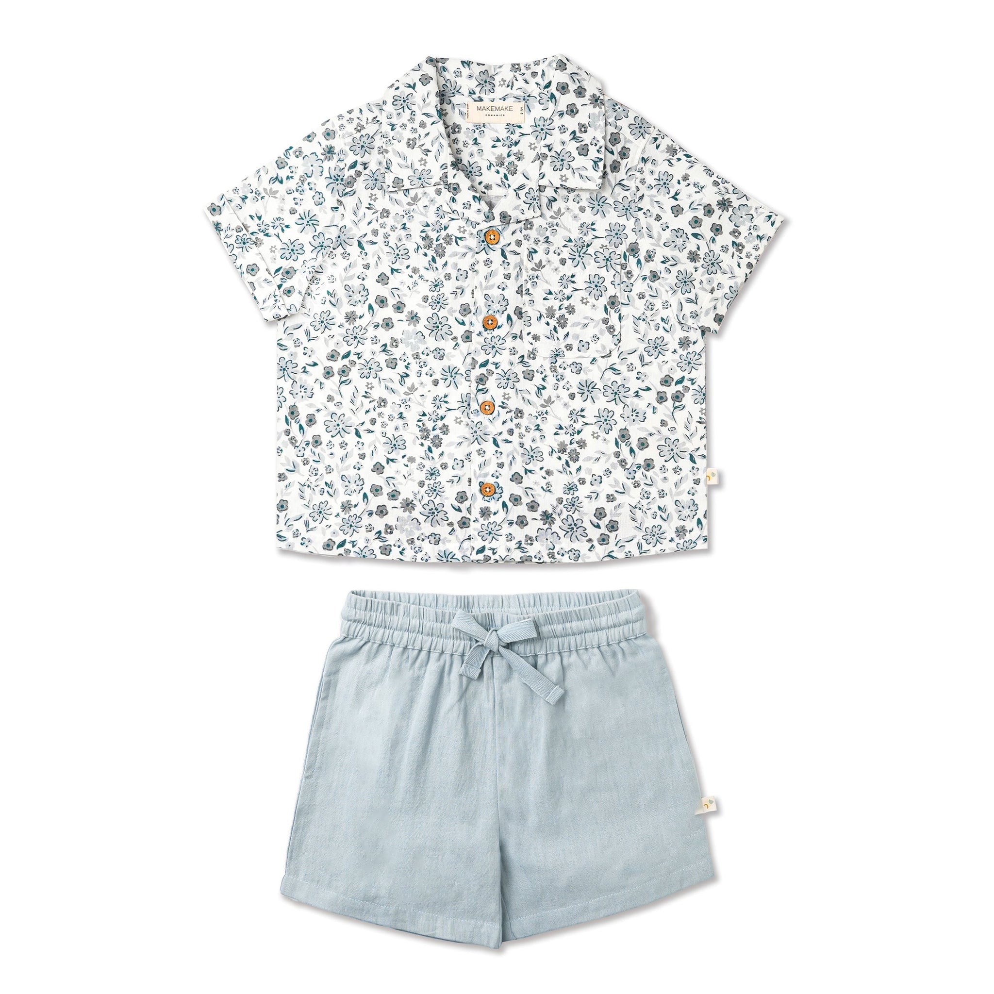 Organic Shirt & Shorts Set - Blue Petunia