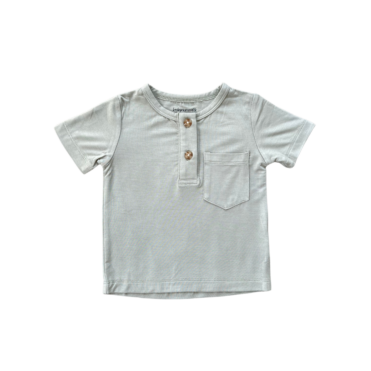 Boy’s Short Sleeve Henley Shirt-Sea Grass