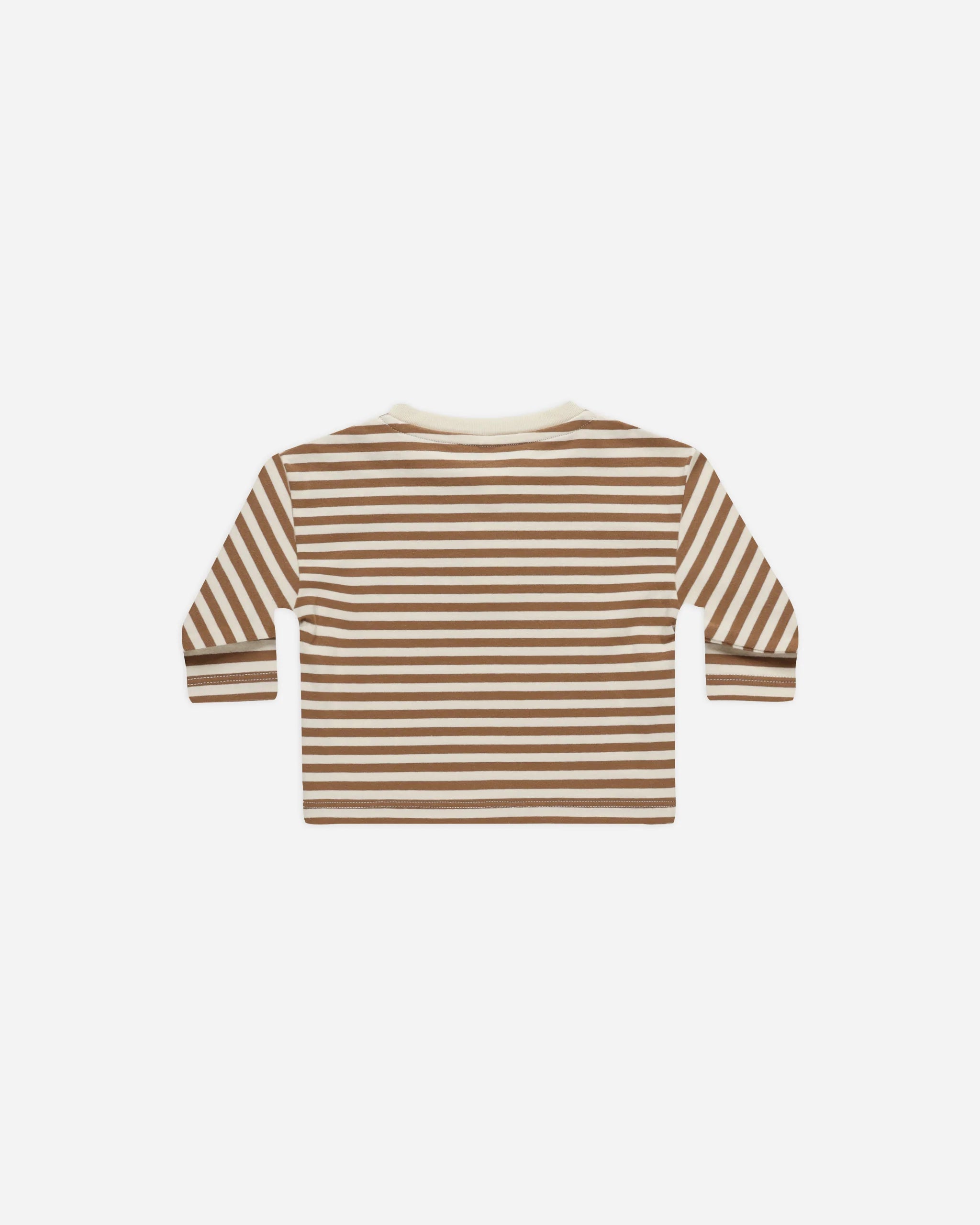Long Sleeve Henley Tee-Cinnamon