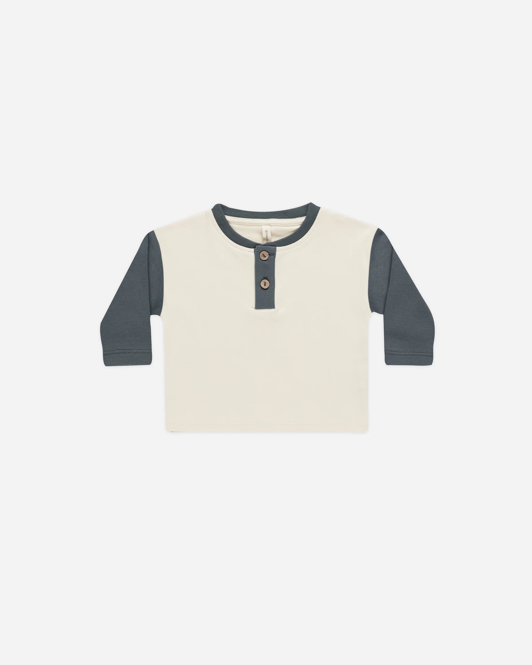 Long Sleeve Henley Tee-Indigo