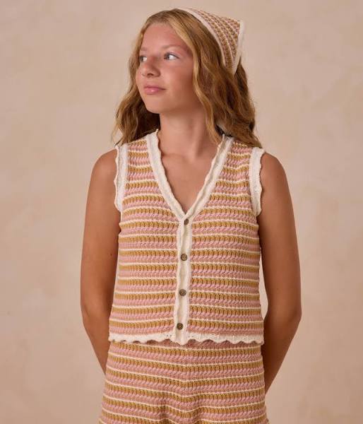 Scallop Crochet Set Pink Stripe