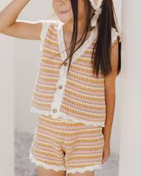Scallop Crochet Set Pink Stripe