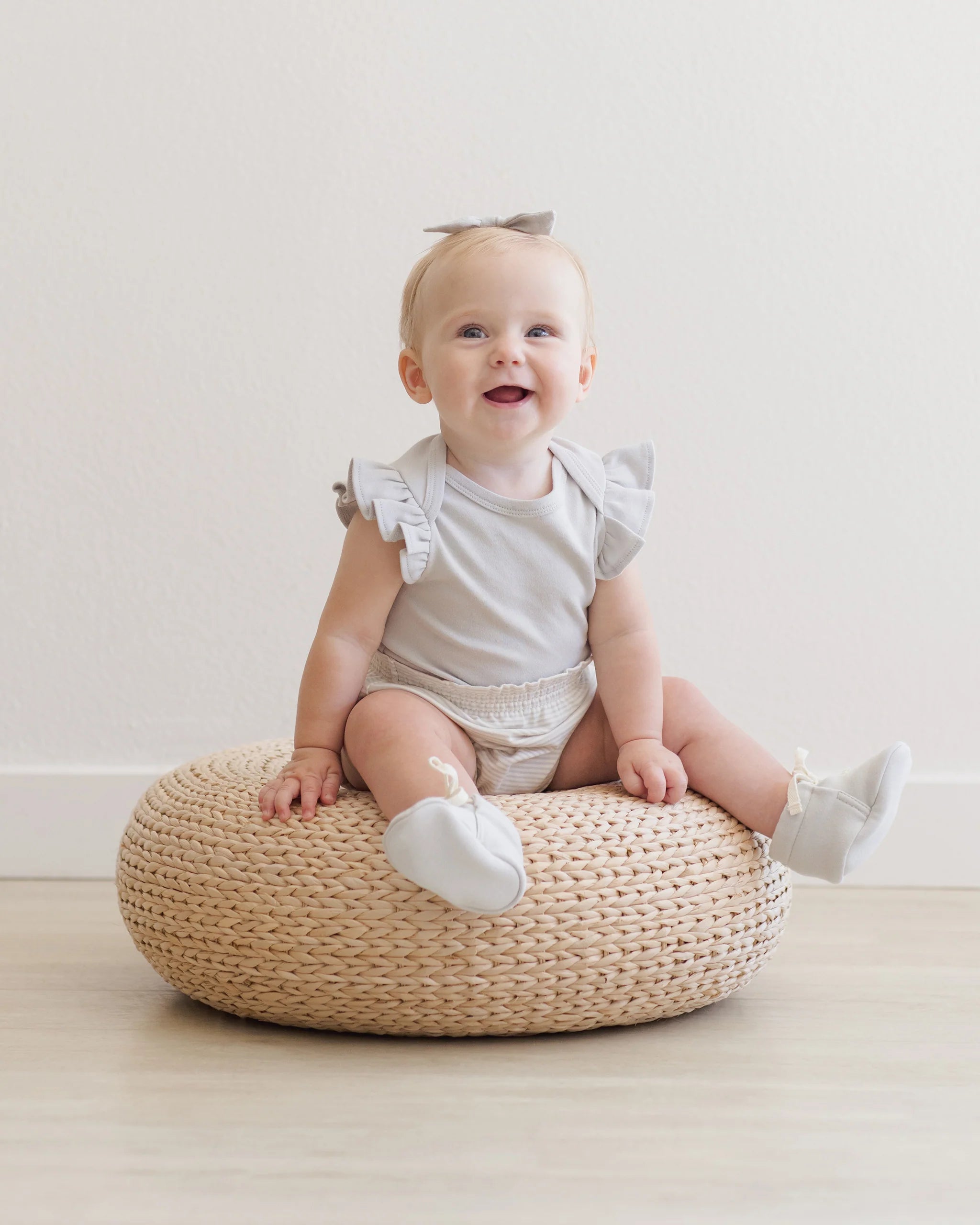 Gathered Bloomer - Sky Micro Stripe