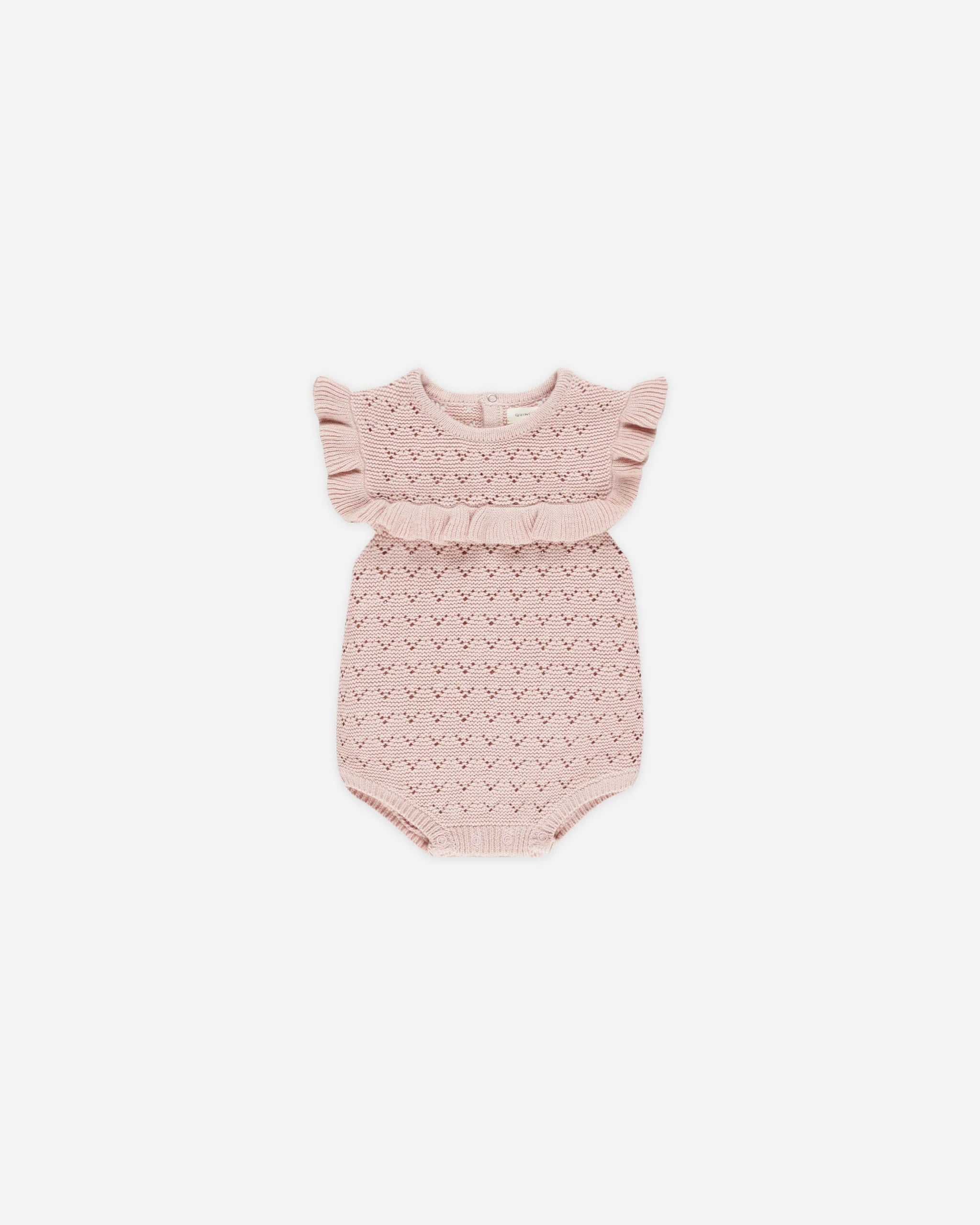 Pointelle Ruffle Romper - Bubblegum