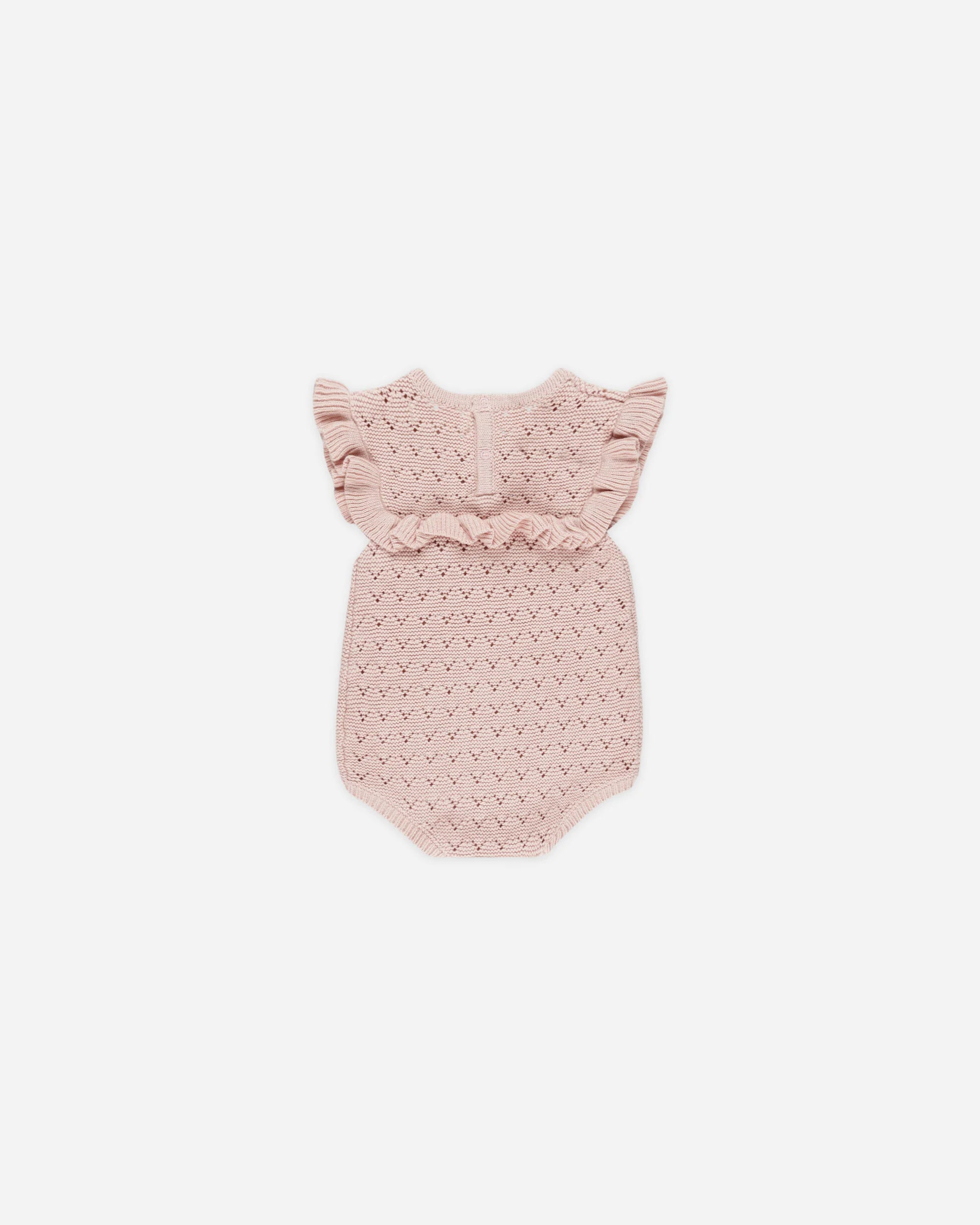 Pointelle Ruffle Romper - Bubblegum