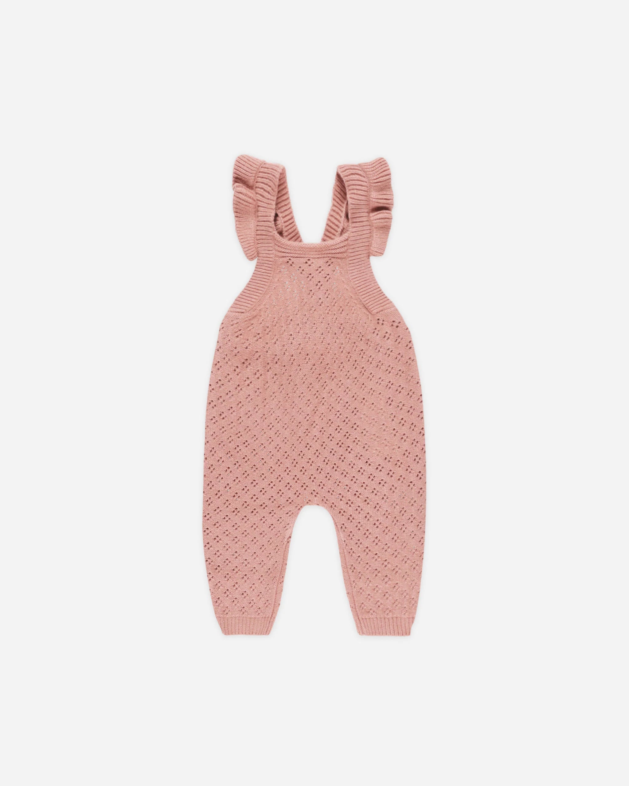 Pointelle Knit Overalls - Lipstick