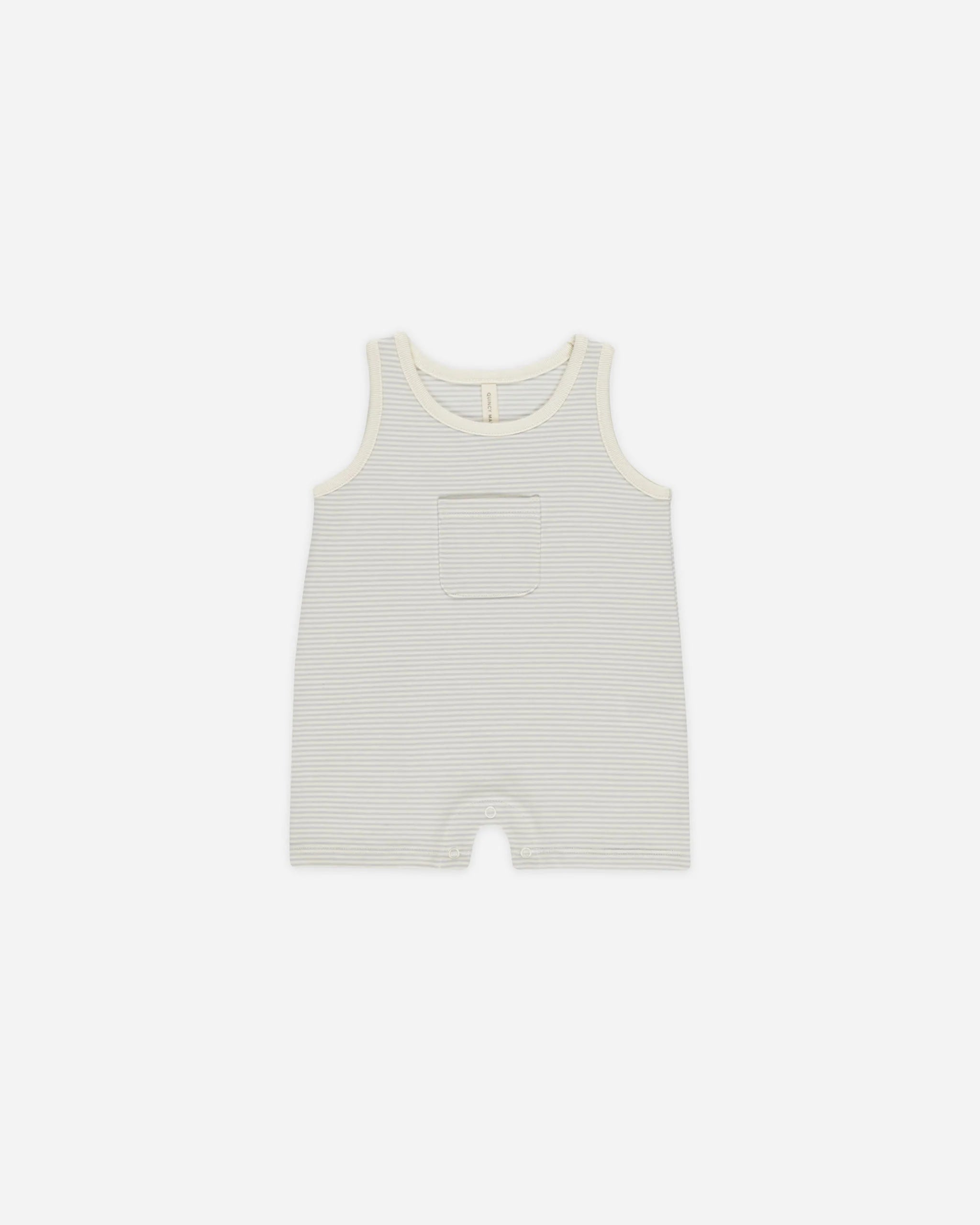 Sleeveless One-Piece - Sky Micro Stripe