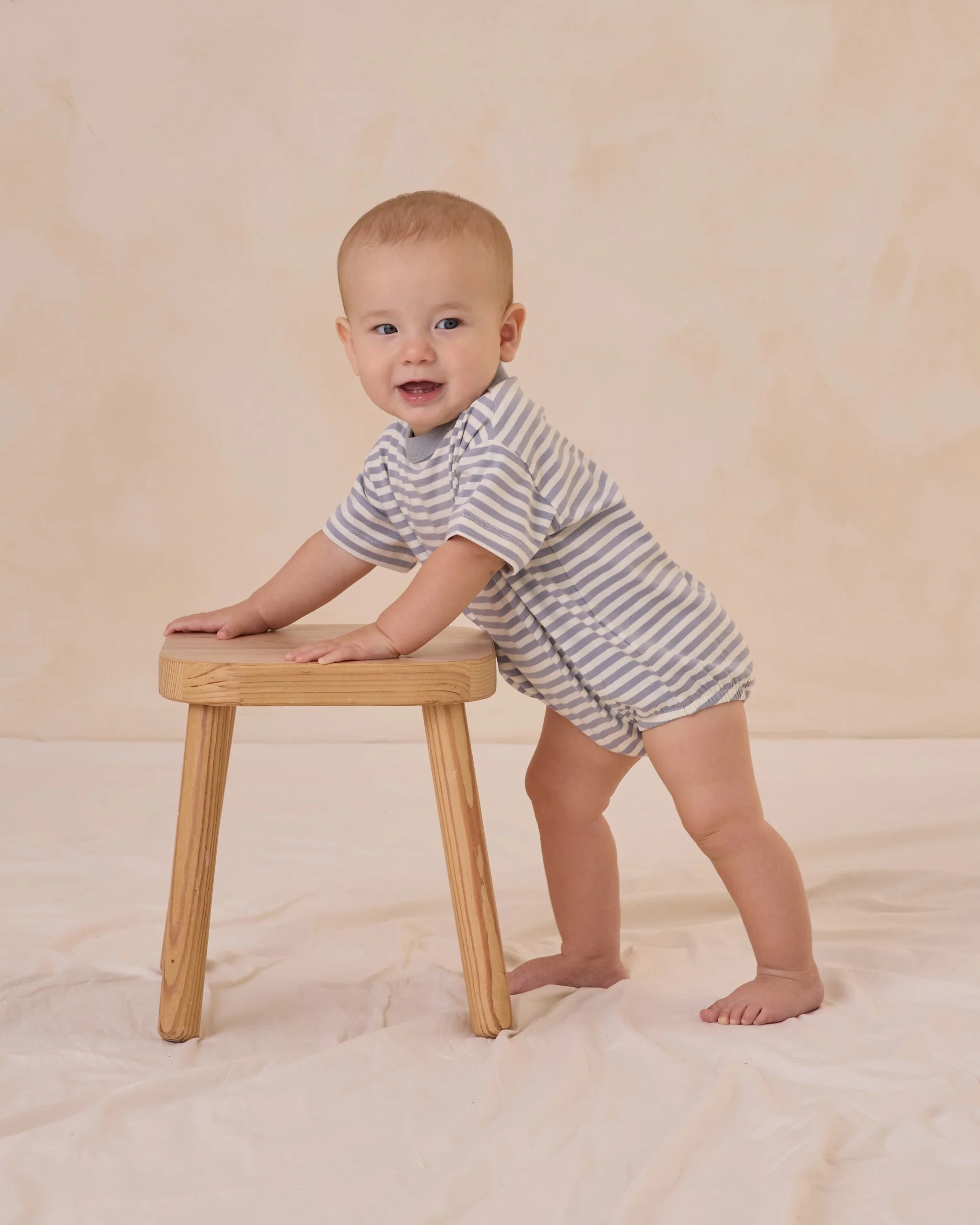 Relaxed Bubble Romper - Blue Stripe