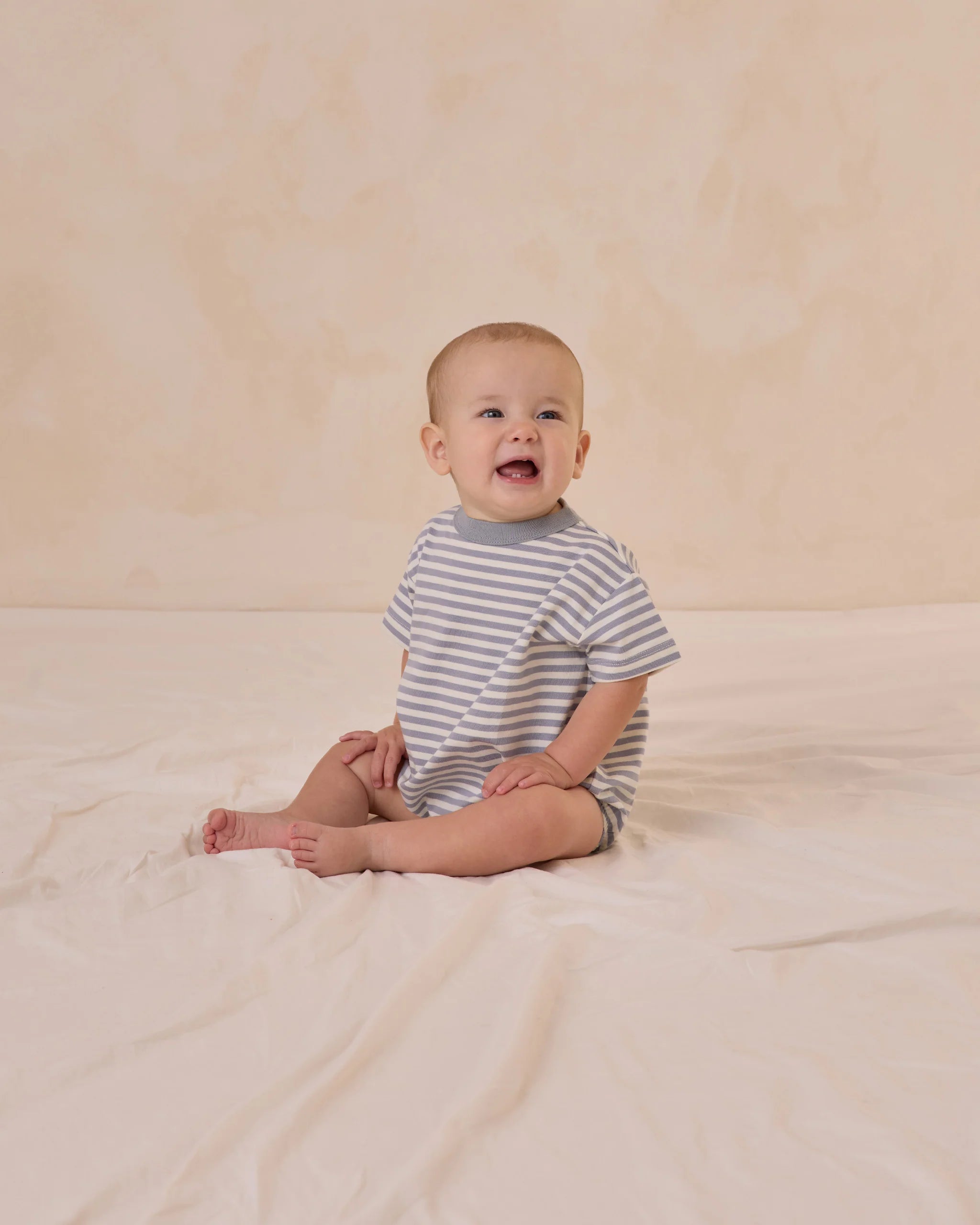 Relaxed Bubble Romper - Blue Stripe