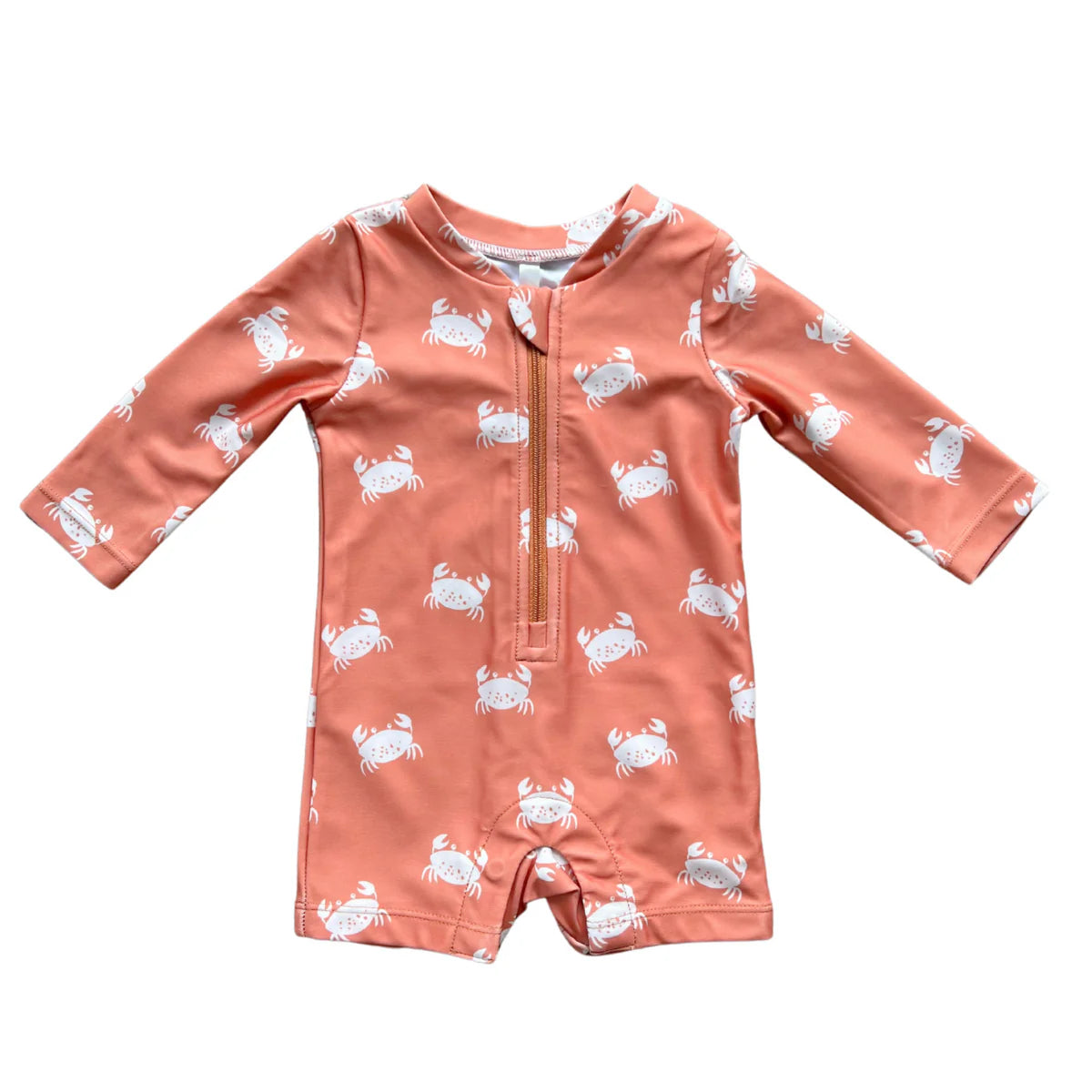 Baby One-Piece Rash Guard Swimsuit - Crab in Sunset