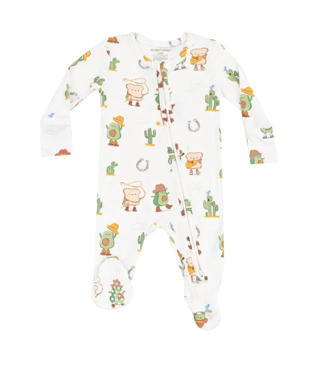 Angel Dear || Avocado Toast Western 2 Way Zipper Footie