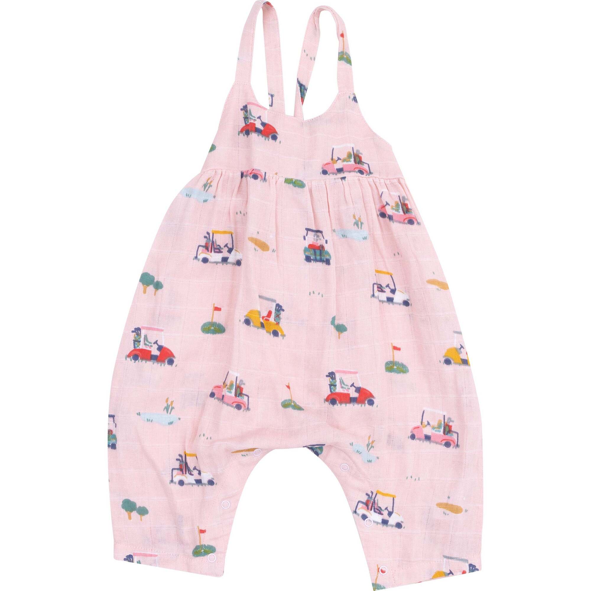 Tie Back Romper Golf Cart Cuties - Pink