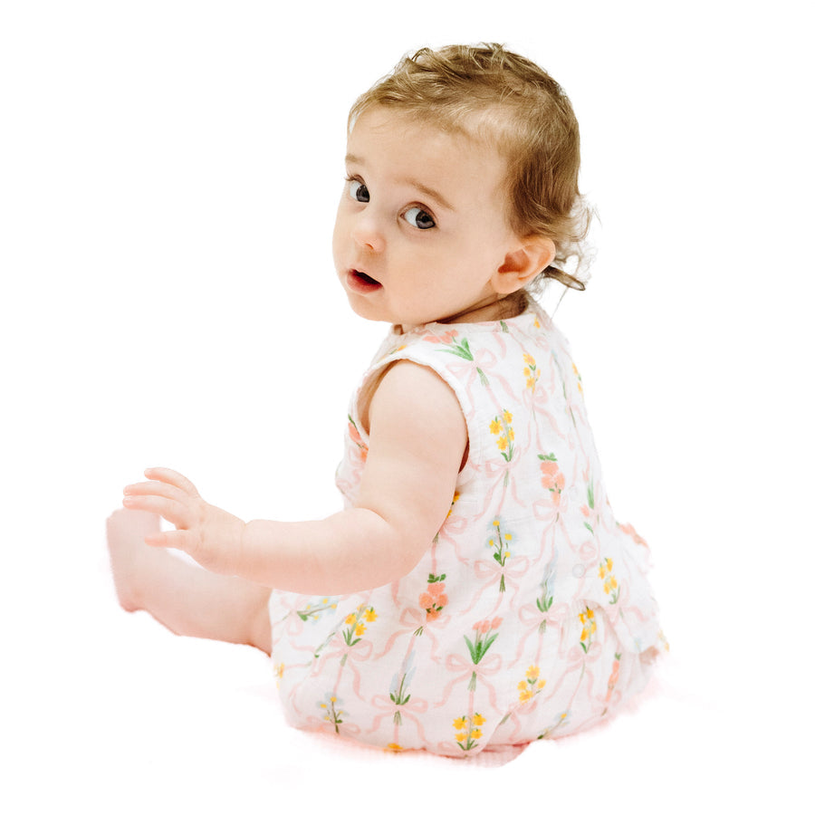 Scallop Open-Back Top & Bloomer - Ribbon Bouquets