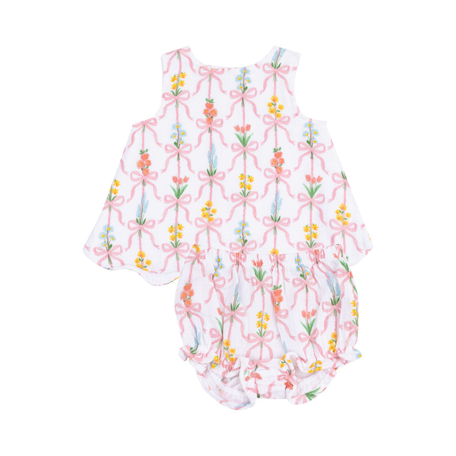 Scallop Open-Back Top & Bloomer - Ribbon Bouquets