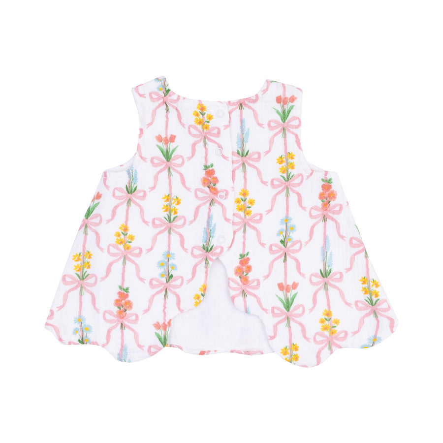 Scallop Open-Back Top & Bloomer - Ribbon Bouquets