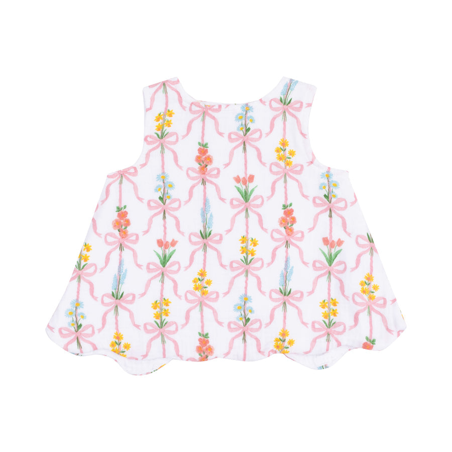 Scallop Open-Back Top & Bloomer - Ribbon Bouquets