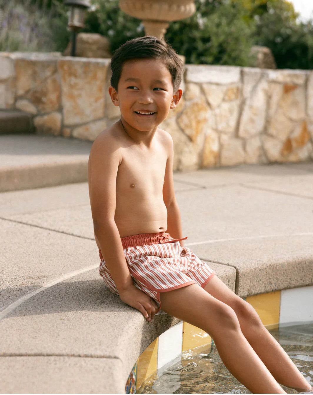Swim Trunk - Poppy Pinstripe