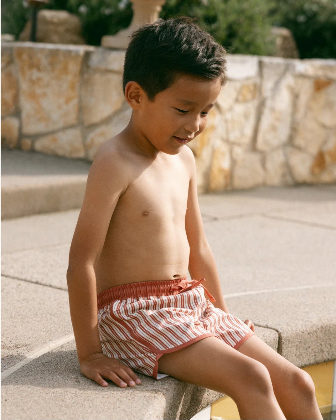 Swim Trunk - Poppy Pinstripe