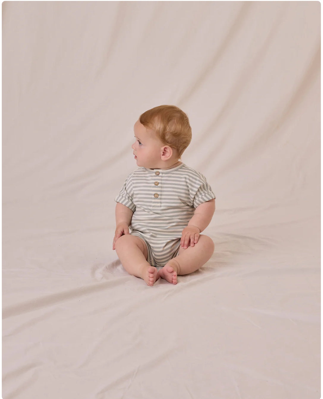 Short Sleeve One Piece / Sage Stripe