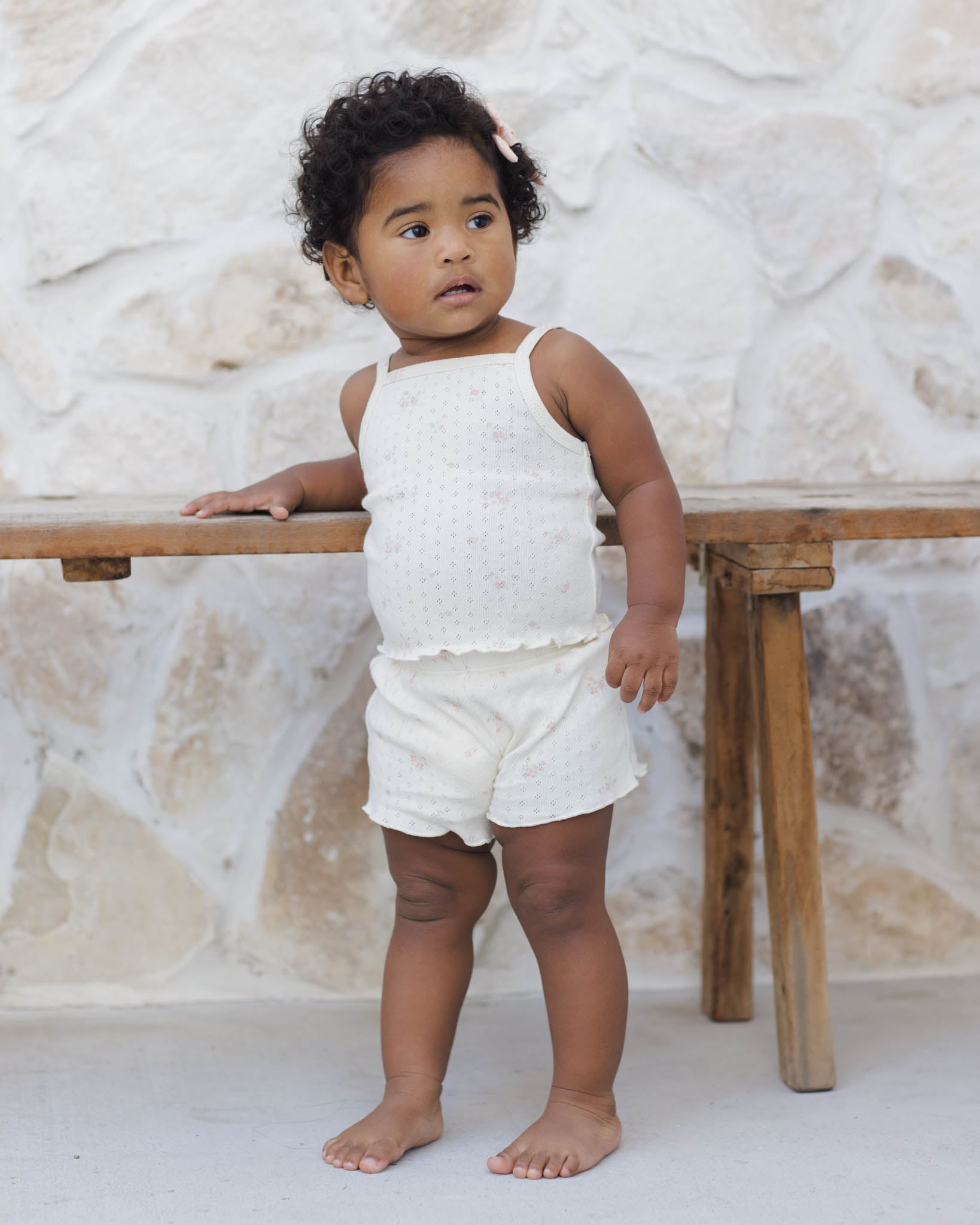 POINTELLE TANK + SHORTIE SET || PINK DITSY