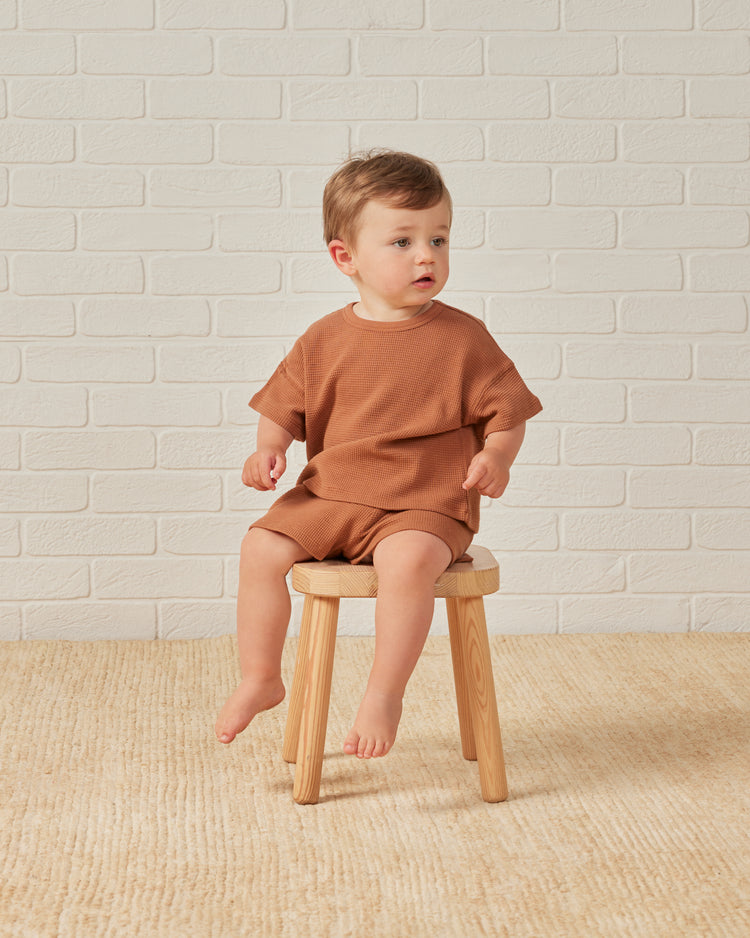 Waffle Tee + Short Set / Clay