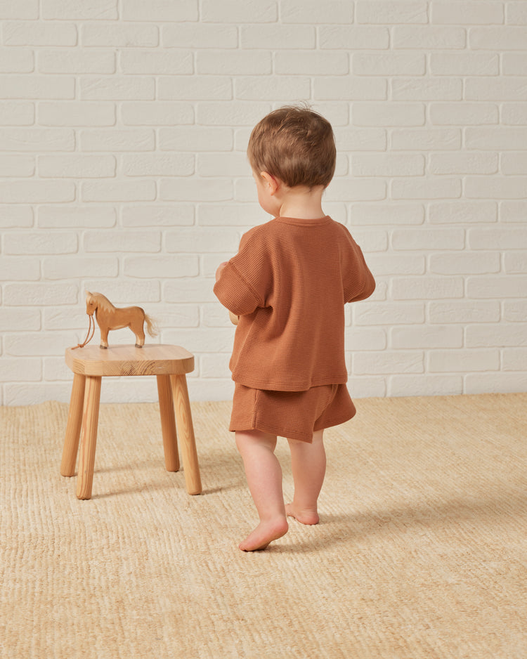 Waffle Tee + Short Set / Clay
