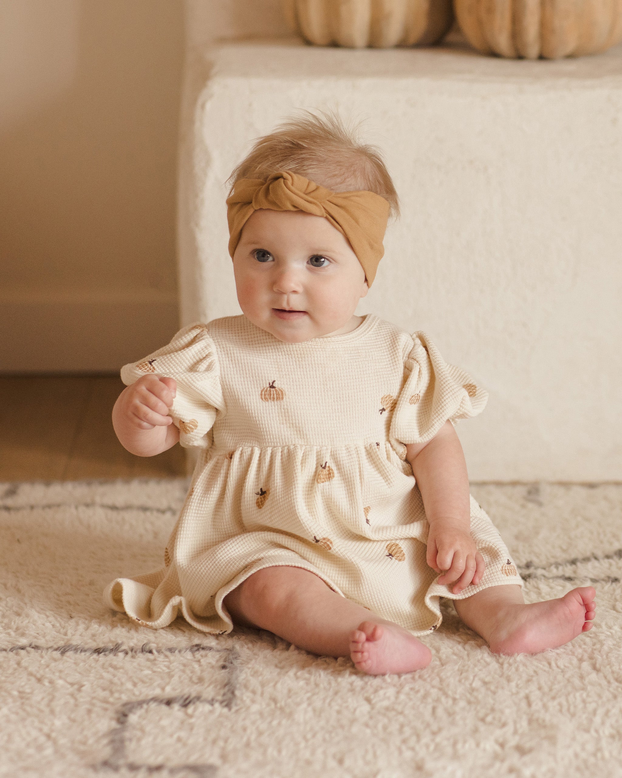 Waffle Babydoll Dress - Pumpkins