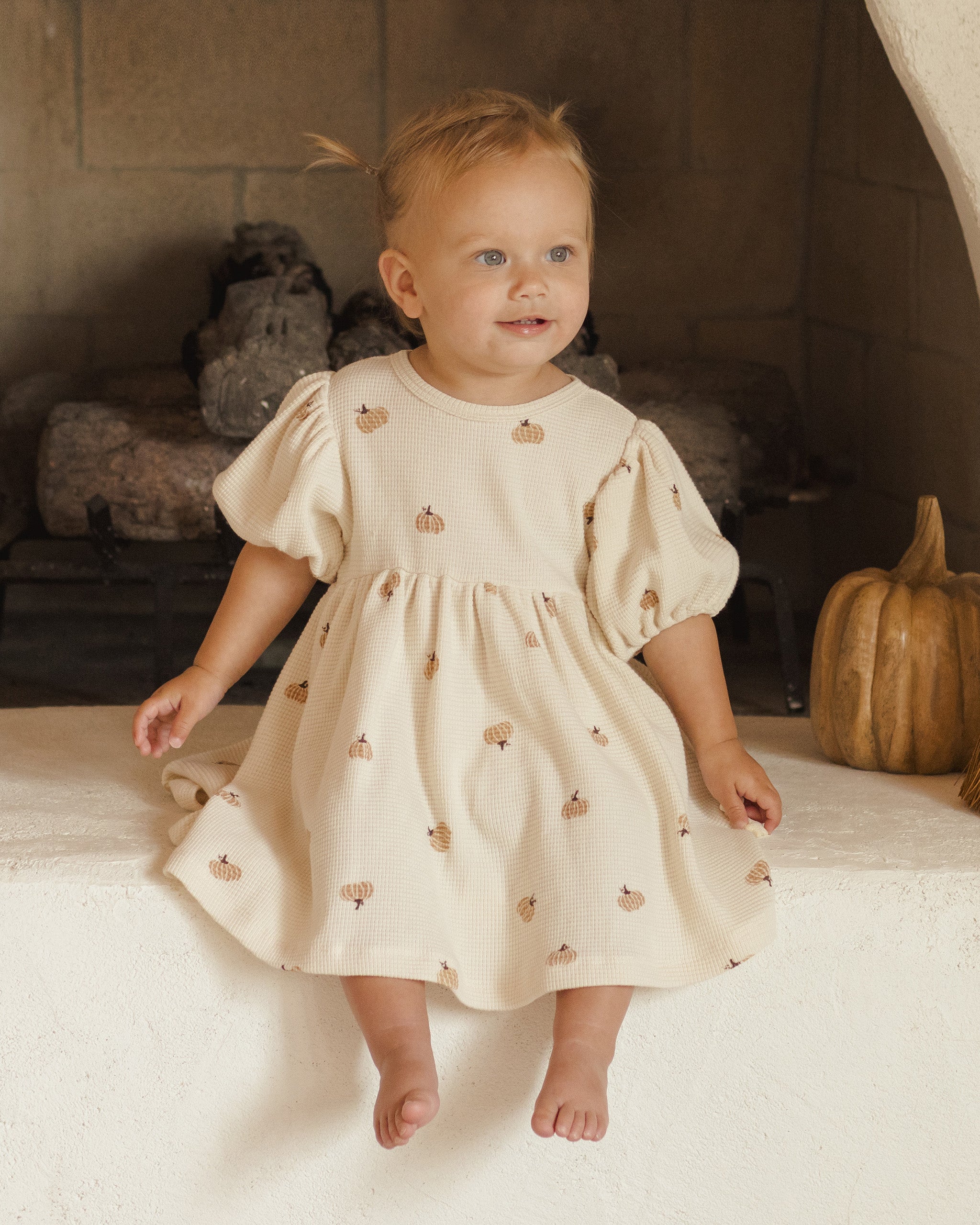 Waffle Babydoll Dress - Pumpkins