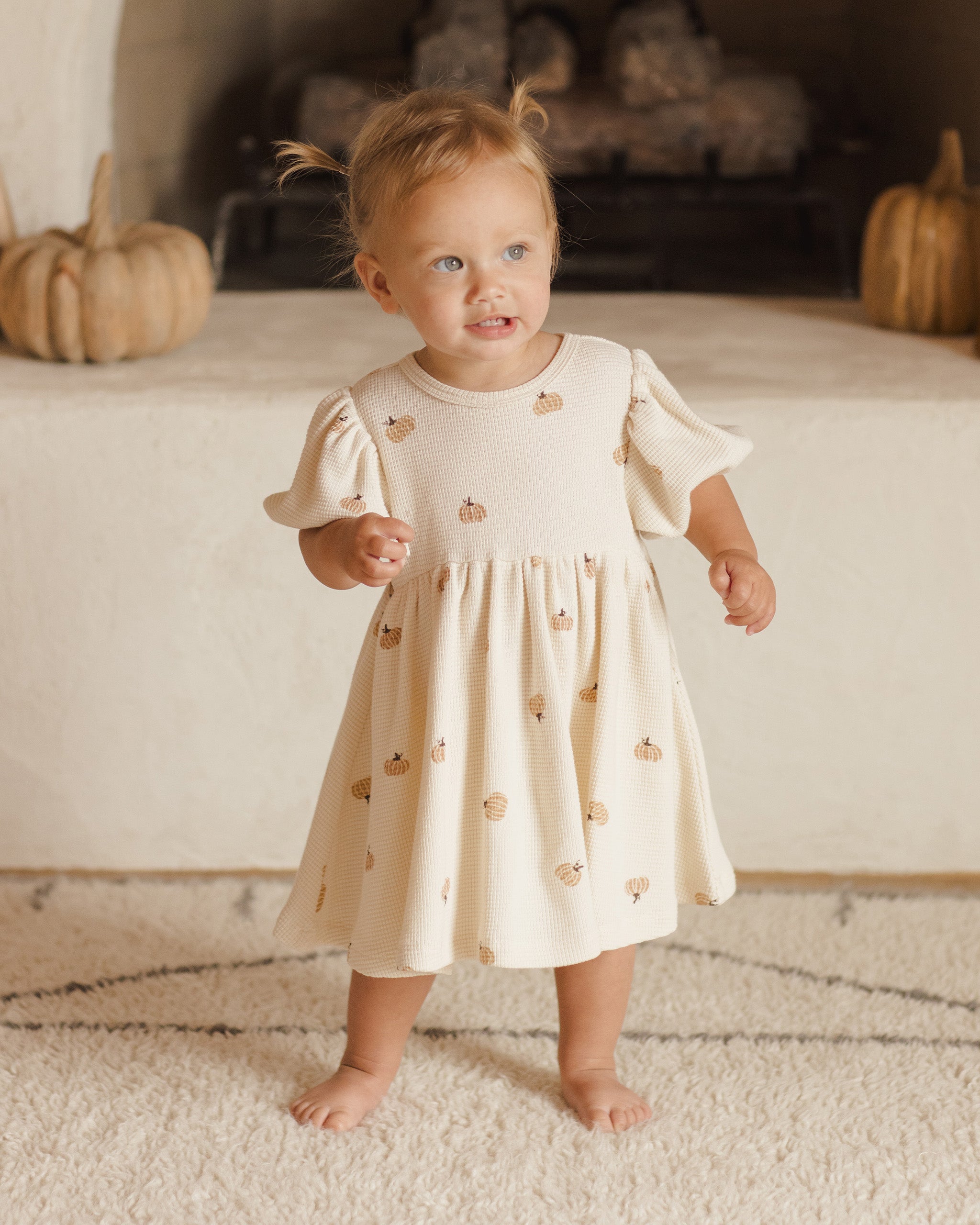 Waffle Babydoll Dress - Pumpkins