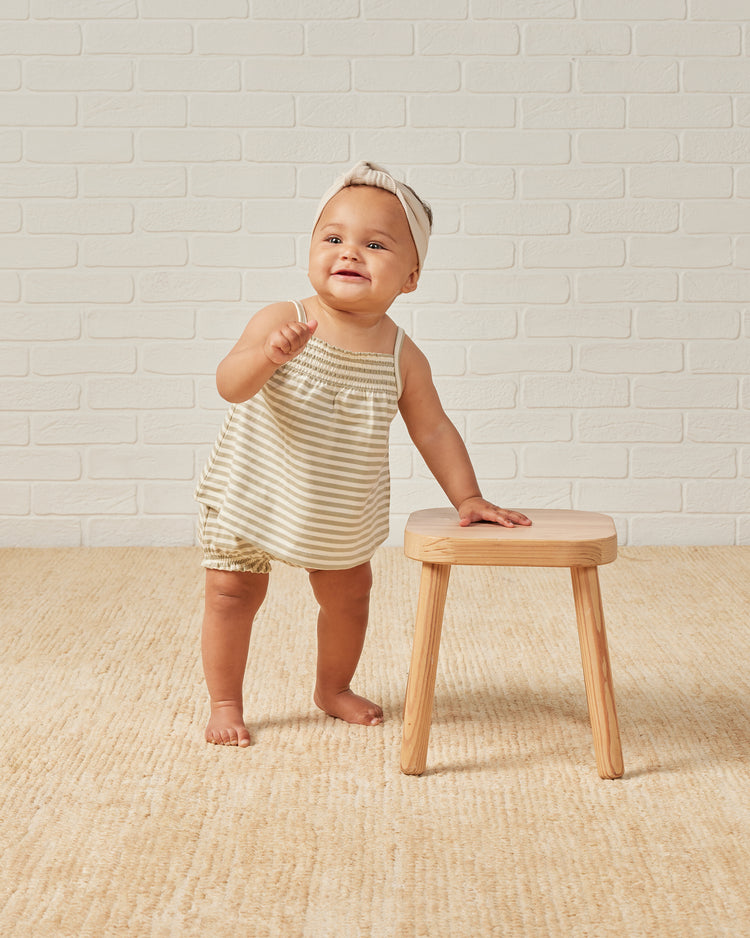 Smocked Tank + Bloomer Set / Sage Stripe