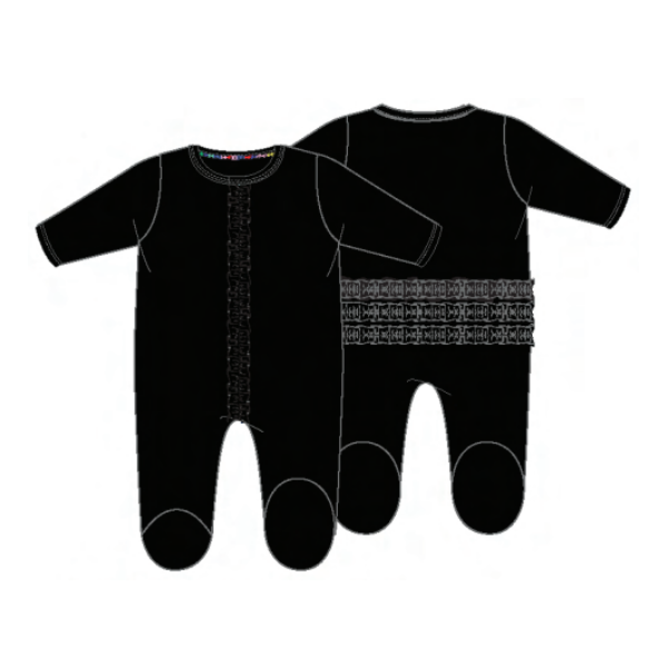 Onyx Jet Black w/ Ruffle Magnetic Footie