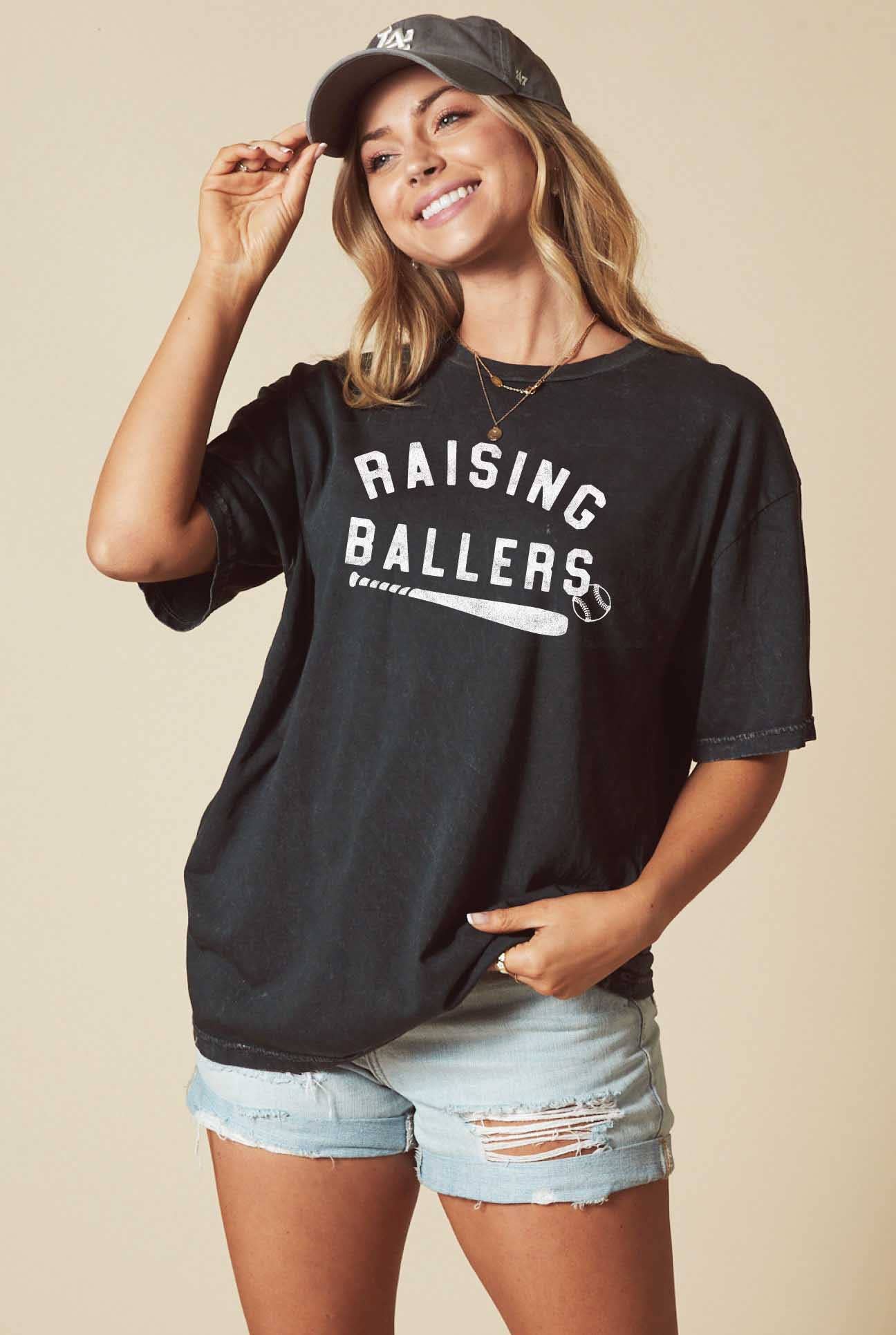 Raising Ballers Mineral Washed Graphic Top-Baseball