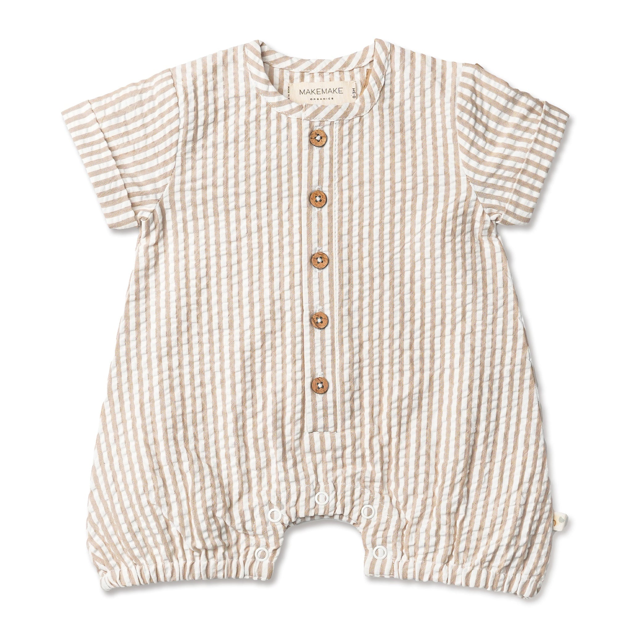 Short Bubble Romper - Brown Stripes