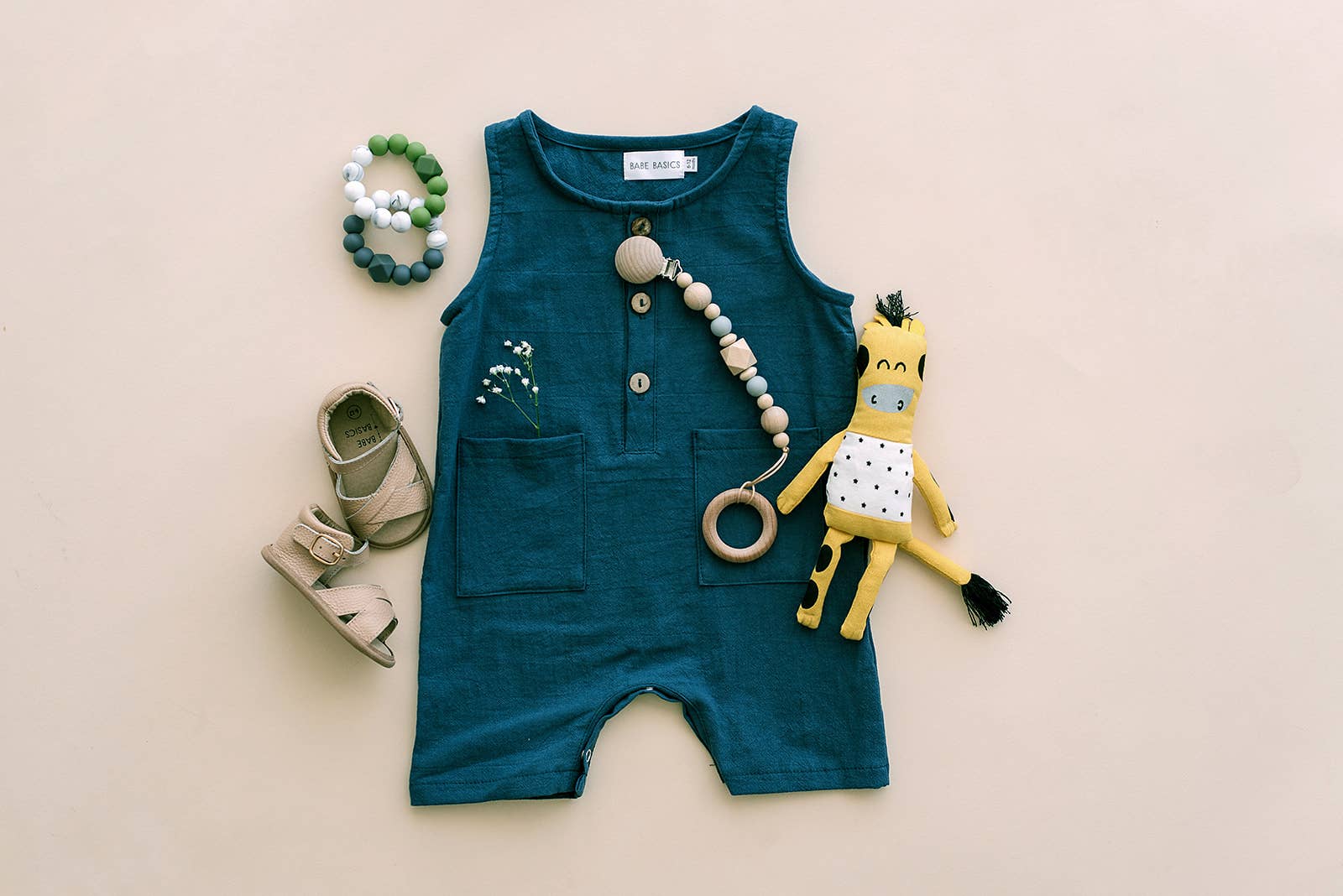 Navy Sleeveless Crop Linen Baby Romper