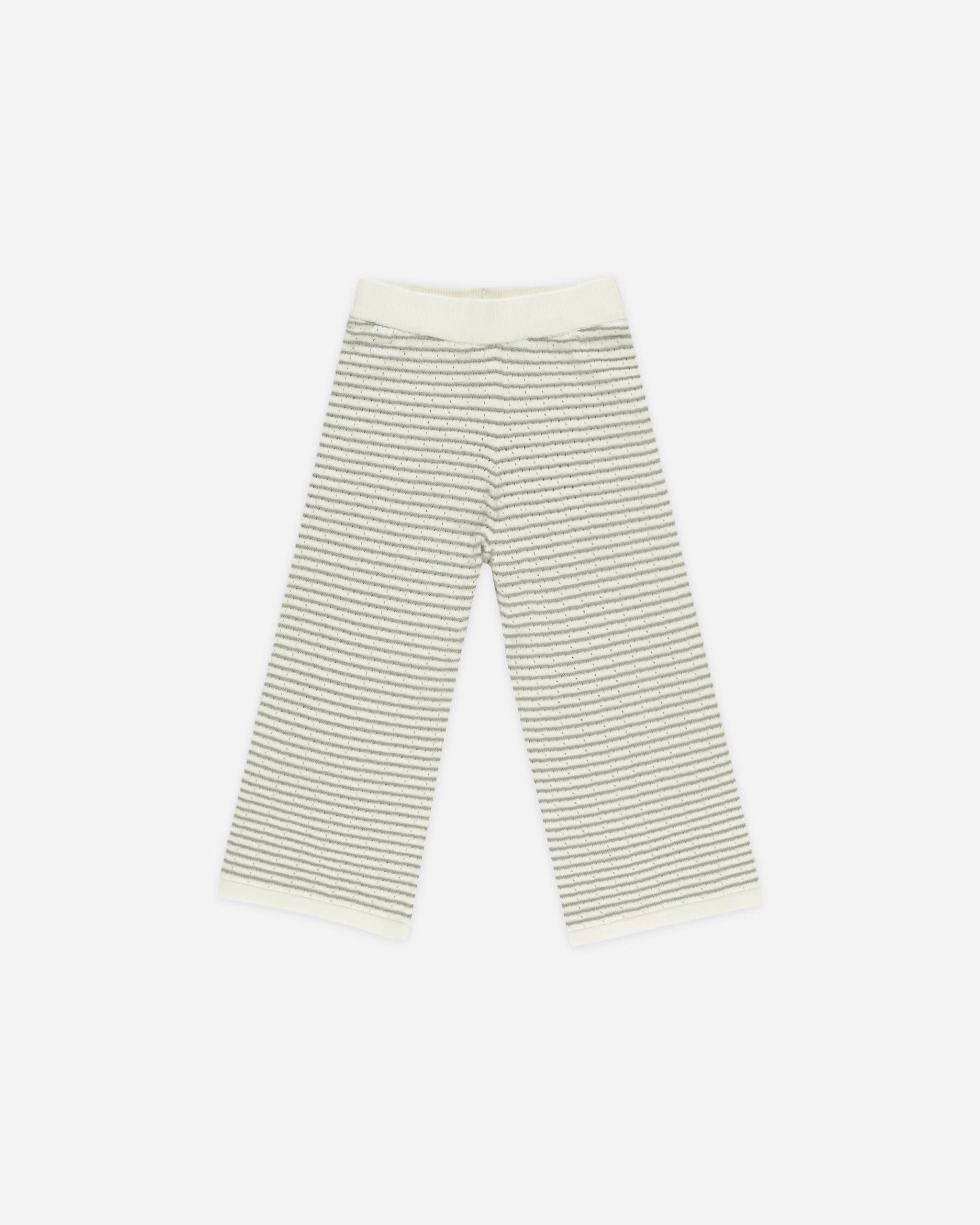 Knit Wide Leg Pant Sage Stripe