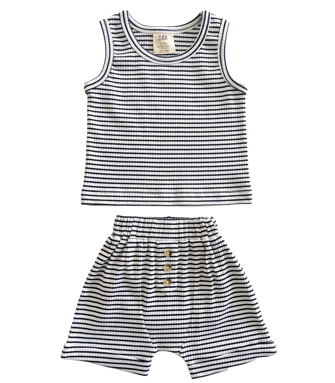 Black Stripe / Organic Ribbed Tank & Short Set