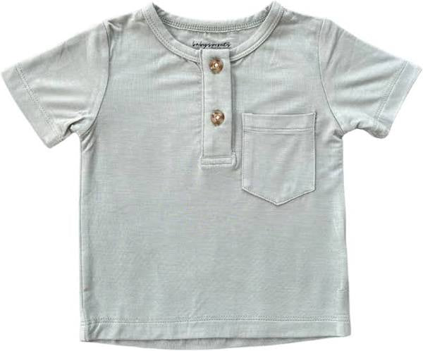 Boy’s Short Sleeve Henley Shirt / Seagreen