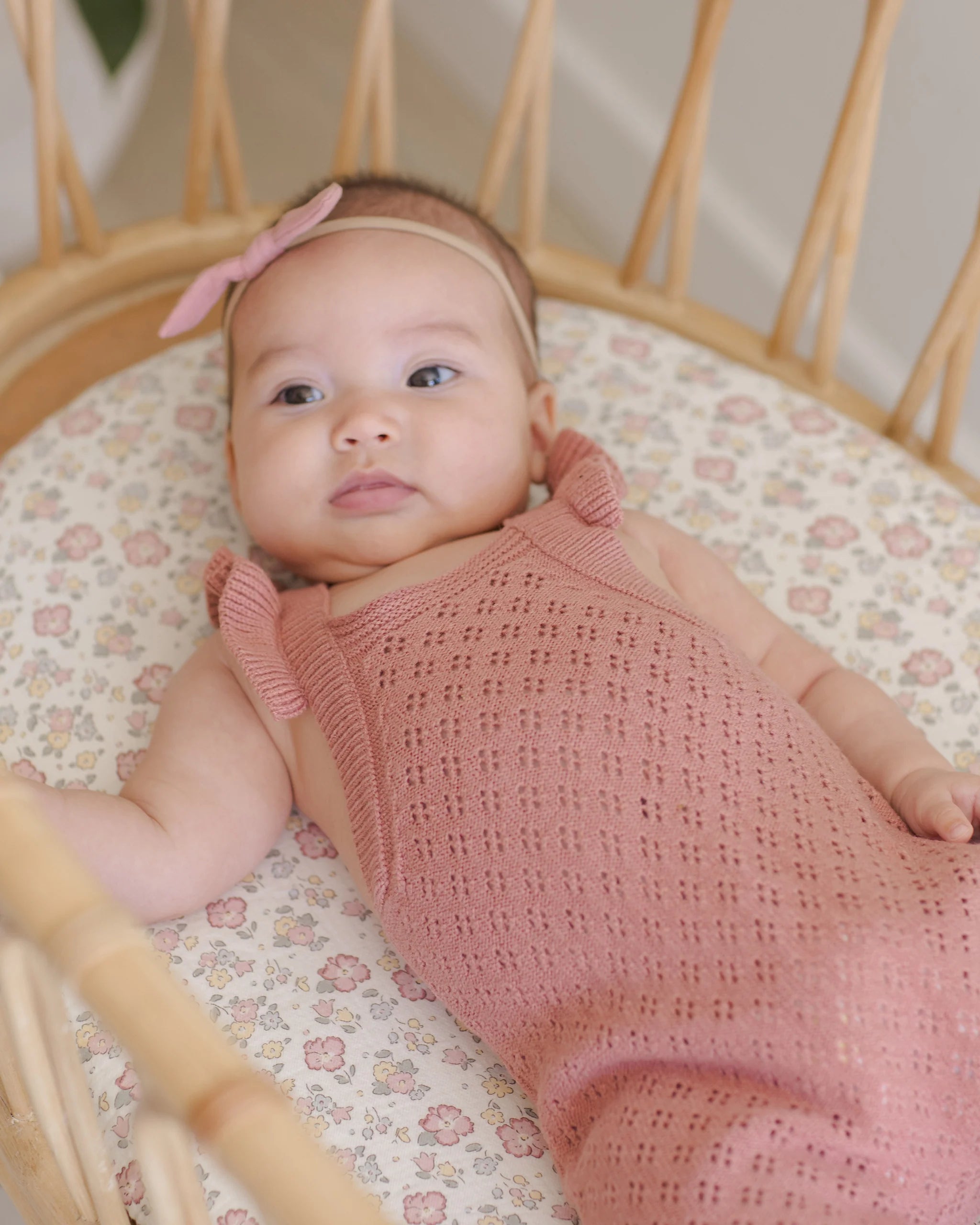 Pointelle Knit Overalls - Lipstick
