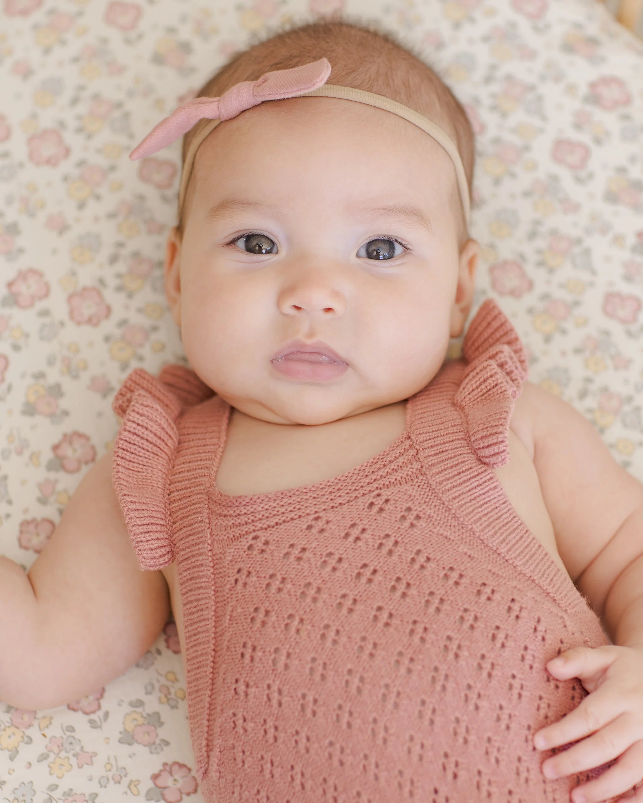 Pointelle Knit Overalls - Lipstick