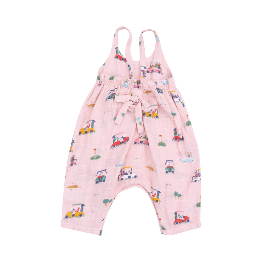 Tie Back Romper Golf Cart Cuties - Pink