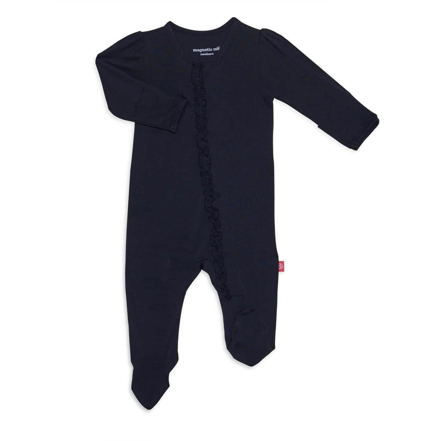 Onyx Jet Black w/ Ruffle Magnetic Footie