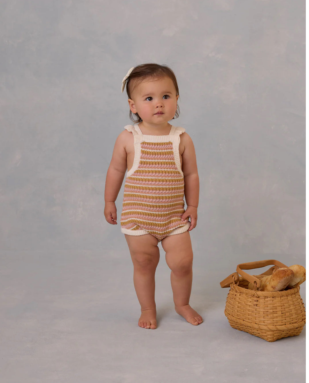 Crochet Romper || Pink Stripe