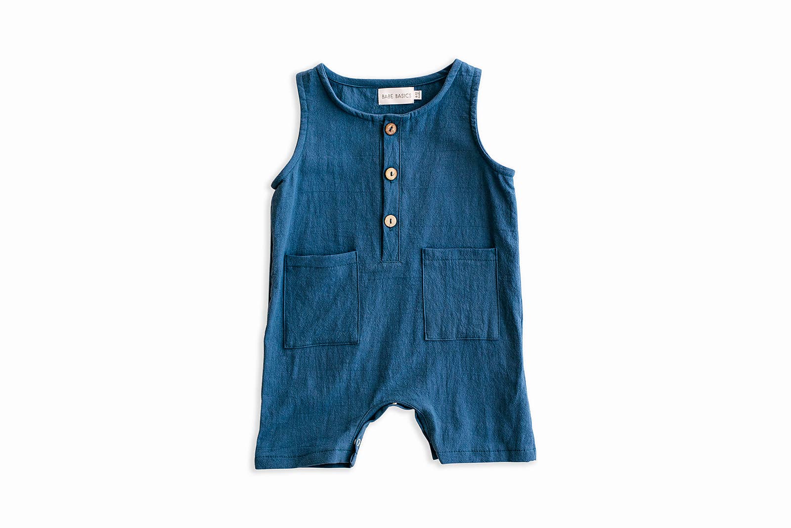 Navy Sleeveless Crop Linen Baby Romper